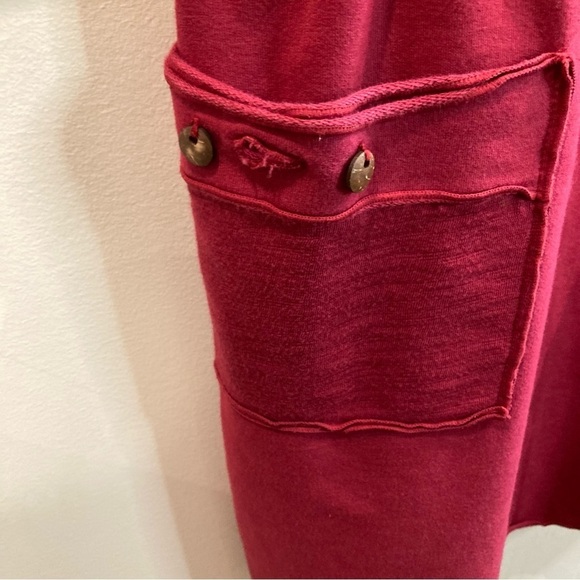 NEON BUDDHA Sz L Jersey Knit Wooden Buttons Raw Seams Collar Pockets Jacket - Picture 3 of 7